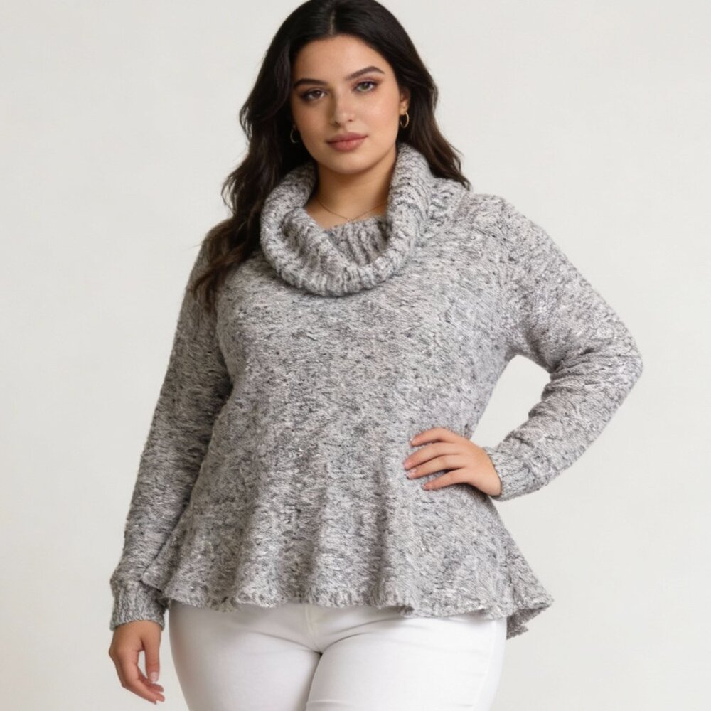 LANE BRYANT | Gray Cowl Neck Chunky Knit Sweater Sz 18/20